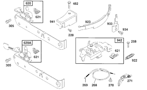 Control Brackets And Wires Diagram and Parts List for 93902-0225-01  Briggs and Stratton Engine